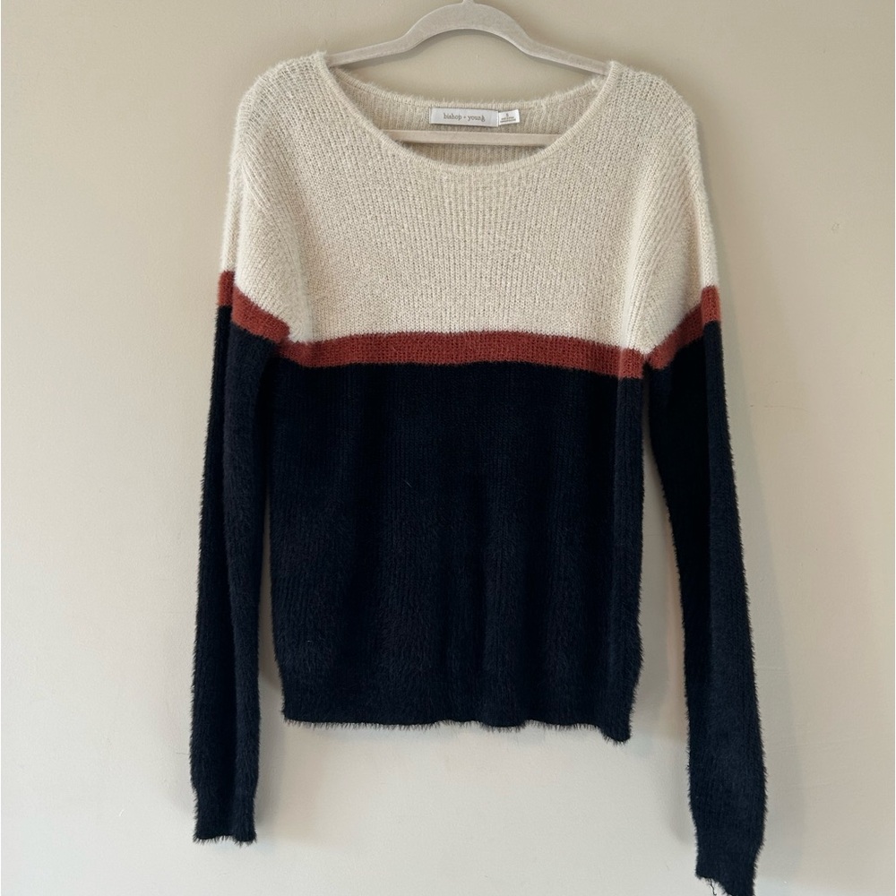 Bishop + Young Soft Cozy Eyelash Stripe Sweater Size Small